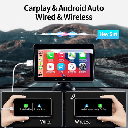 Lecteur vidéo multimédia universel à écran tactile de 7 pouces avec CarPlay sans fil et Android Auto