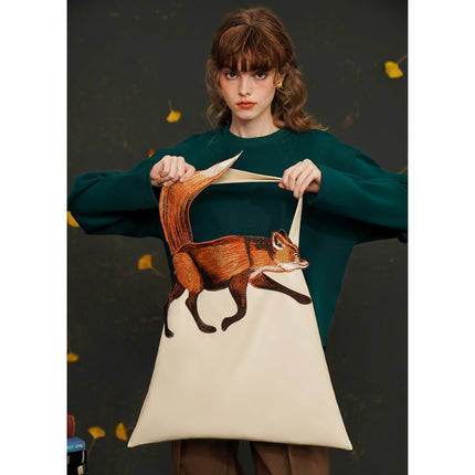 Sac chic en cuir PU avec renard brodé pour femme