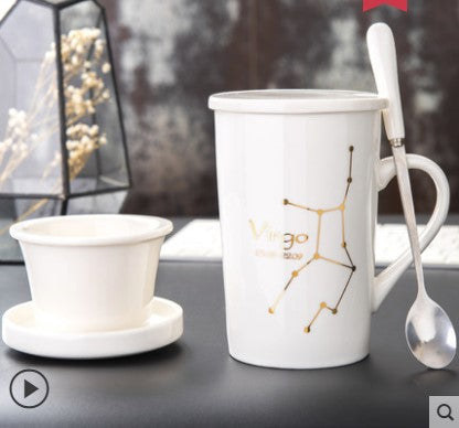 Creative cup ceramic with lid spoon tea cup filter - Wnkrs