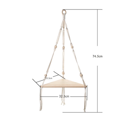 Étagères flottantes en bois tricoté de style bohème pour plantes