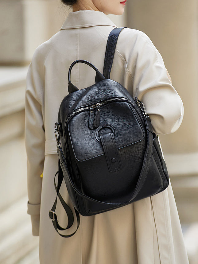 Sac à dos élégant en cuir véritable pour femme