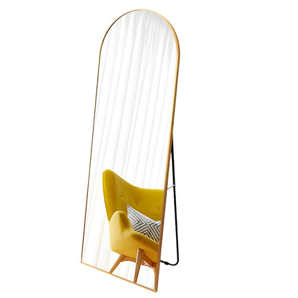 Miroir pleine longueur arqué de 18 po x 58 po avec support – Design doré élégant