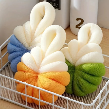 Bonitas bolas de malla de esponja de baño con forma de calabaza