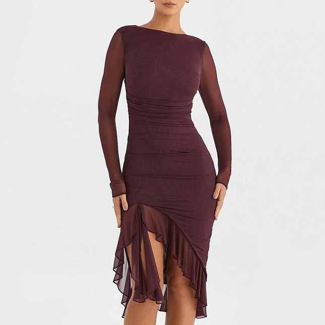 Mini-robe froncée à volants élégante