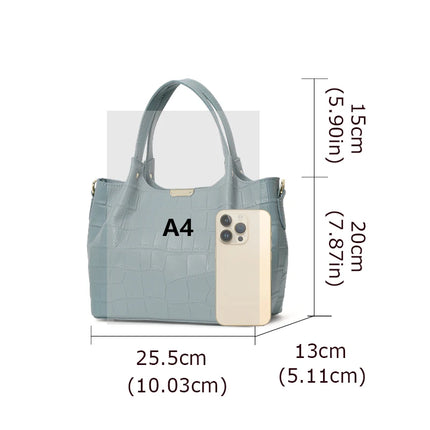 Sac à main élégant en cuir motif crocodile pour femme - Sac panier de grande capacité