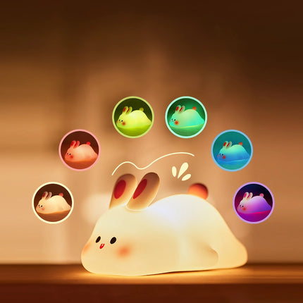 Lampe de nuit en silicone en forme de lapin mignon