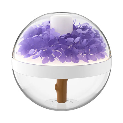 Humidificador de aire inalámbrico portátil con flor eterna y lámpara blanca cálida