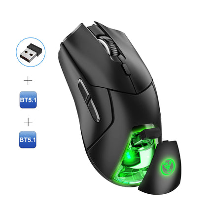 Wireless Mouse with 3-Mode Connection, Rechargeable, 4000 DPI & Colorful Backlight