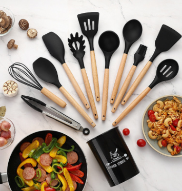 Silicone Kitchenware Cooking Utensils Set Heat Resistant Kitchen Non-Stick Cooking Utensils Baking Tools - Wnkrs