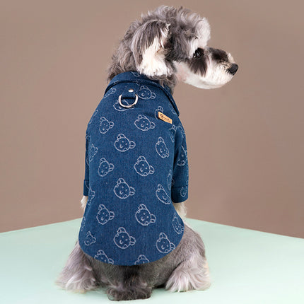 Manteau en jean pour chien avec anneau en D