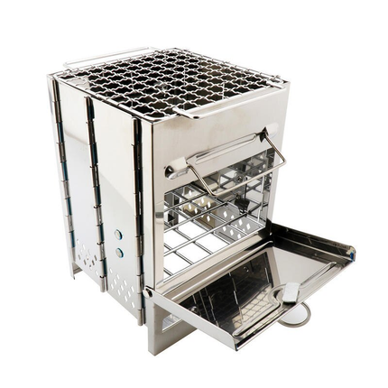 Compact Stainless Steel Folding Wood Stove – Portable BBQ Grill for Outdoor Adventures - Wnkrs