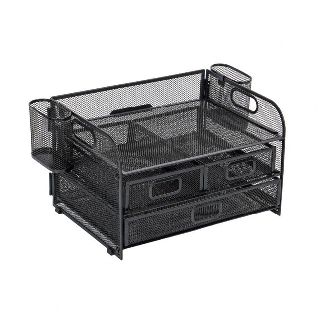 Efficient Mesh Desk Organizer with 3 Drawers and Pen Holders