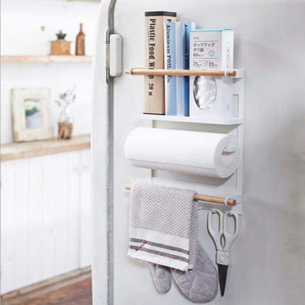 Refrigerator Rack Side Hanging Magnet Shelf Kitchen Refrigerator Storage Side Shelf Rack Paper Towel Rack - Wnkrs