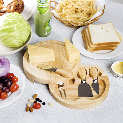 Ensemble de planche à fromage et de couteau en acier inoxydable avec manche en bambou