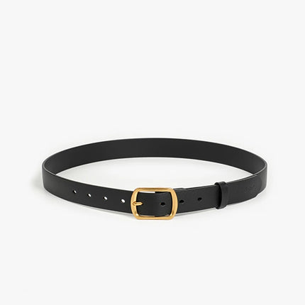 Ceinture élégante en cuir pour femme avec boucle à ardillon – Sangle de taille de couleur unie