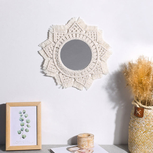 Miroir mural en macramé fait main - Décoration d'intérieur Boho