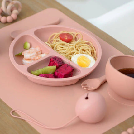 Safe & Stylish Baby Silicone Tableware Set: Dinner Plate, Bowl, Fork & Spoon - Wnkrs