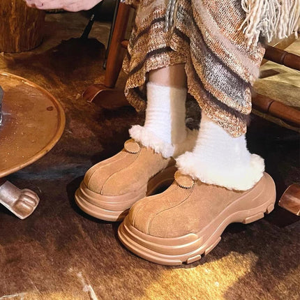 Botas de nieve con plataforma integrada de piel para mujer