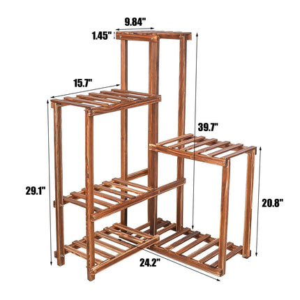 6-Tier Wooden Plant Stand for Indoor & Outdoor Display - Wnkrs