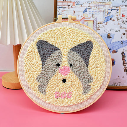 Kit de démarrage de broderie au point de poinçon avec motif de chien