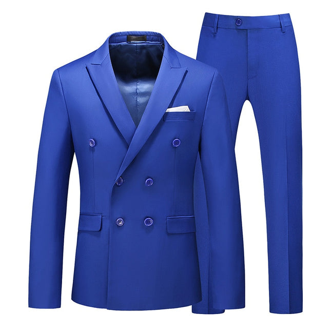 Men's Solid Color Double Breasted Tuxedo Suit