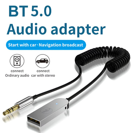 Adaptador receptor de audio inalámbrico para automóvil con Bluetooth 5.0, llamadas manos libres y conector auxiliar de 3,5 mm