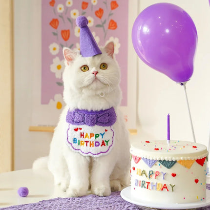 Ensemble charmant bandana et chapeau d'anniversaire pour animaux de compagnie