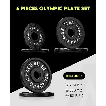 Cast Iron 2-Inch Plate Weight Set for Strength Training, Weightlifting and Crossfit - Wnkrs