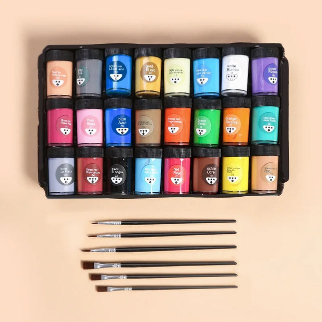 Juego de pintura acrílica de 24 colores de 25 ml para tela, lienzo, vidrio y papel