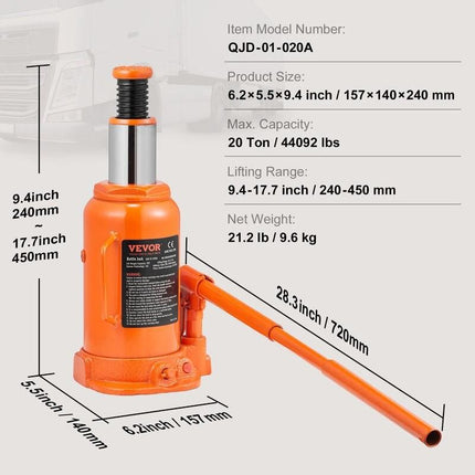 20 Ton Hydraulic Bottle Jack - Wnkrs