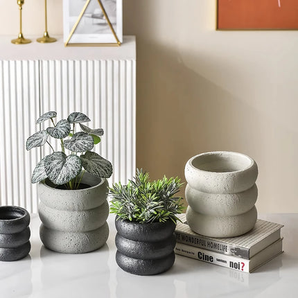 Pot de fleurs en ciment minimaliste moderne - Vase bonsaï de style nordique