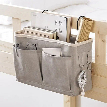 Multi-Purpose Bedside Storage Organizer: Canvas Hanging Pocket for Bedroom Essentials - Wnkrs