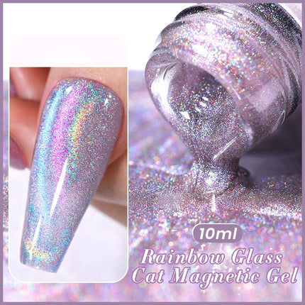 Esmalte de uñas en gel magnético con efecto gato y luz de luna reflectante de 10 ml