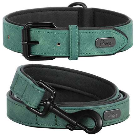 Conjunto de collar y correa acolchados y duraderos para perros de razas grandes