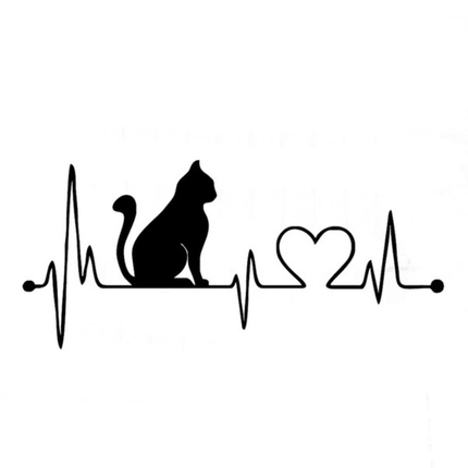 Cat Electrocardiogram Car Decal – Cute EKG Cat Cartoon Sticker for Vehicles & Home Decor - Wnkrs