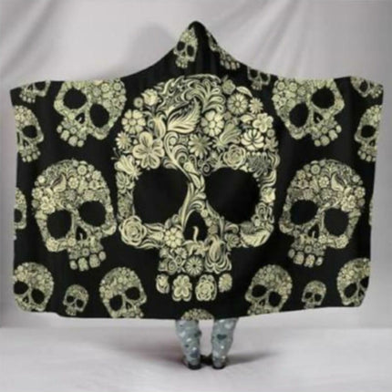 Hooded Blanket Cloak 3D Digital Printing Nap Blanket Skull - Wnkrs