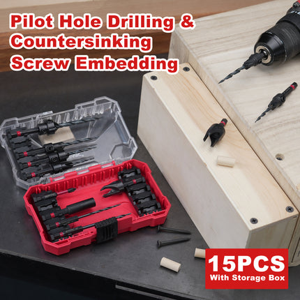 15-Pack Countersink Drill Bit Set