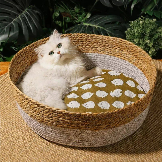 Handwoven Rattan Cat Bed - Wnkrs