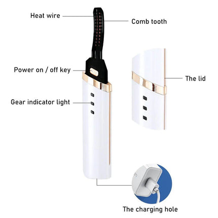 3-Gear Adjustable Heated Eyelash Curler: Portable & Anti-Scald - Wnkrs