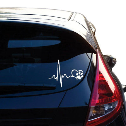 Cute ECG Heart & Paw Car Decal - Wnkrs