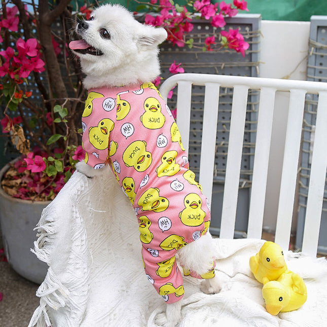 Pijama de algodón acogedor con estampado de pato para perro