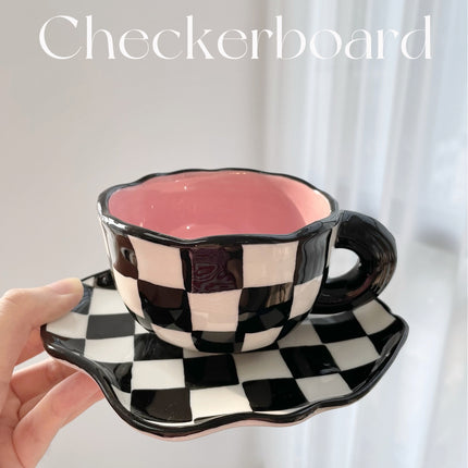 Black And White Checkerboard Mug Creative Net Red Mug - Wnkrs