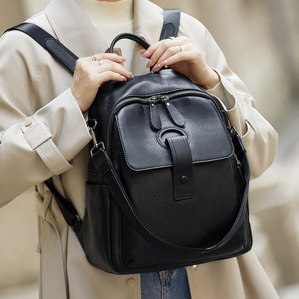 Sac à dos élégant en cuir véritable pour femme