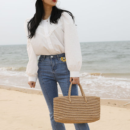 Handmade Straw Woven Beach Bag