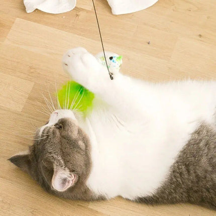 Interactive Feathered Bird Wand Toy with Suction Cup for Cats - Wnkrs