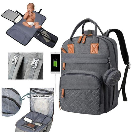 Multifunctional Diaper Bag Backpack with Changing Station - Waterproof, Spacious, and Versatile for Modern Parents - Wnkrs