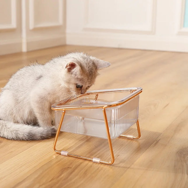 Comederos dobles elevados para perros y gatos con soporte de hierro, diseño antideslizante e inclinado