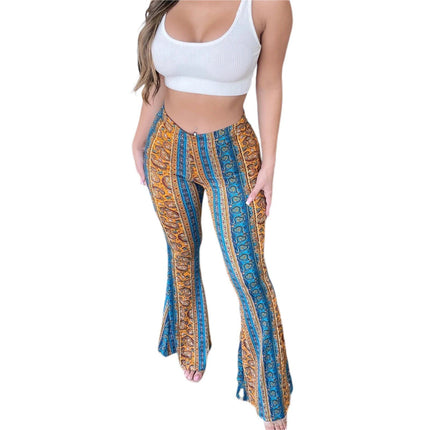 Floral Print High-Waist Flared Pants for Women - Wnkrs