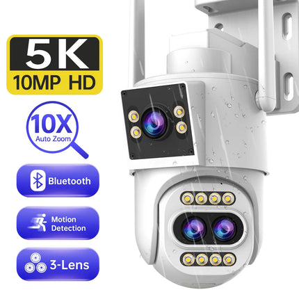 Advanced Security Camera with Dual Screens and Triple Lenses