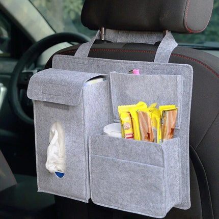 Multi-Pocket Felt Car Seat Organizer - Space-Saving Travel Storage Bag - Wnkrs